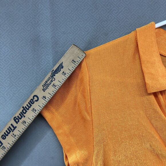 Rue21 Dress Women Young Adult M Orange Short Sleeve Button Up Knee Length New - Picture 9 of 12